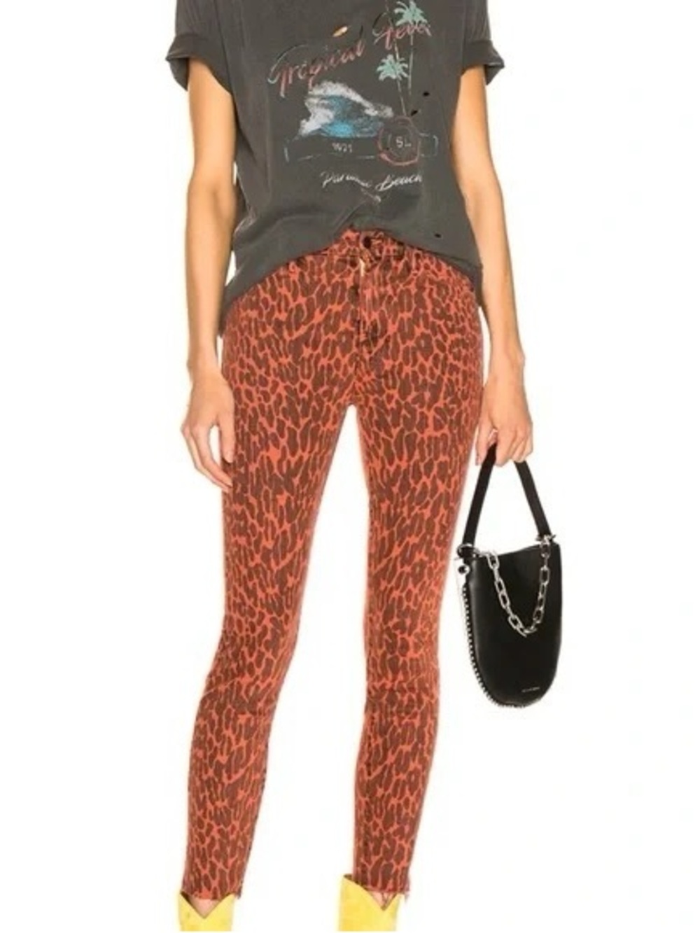 MOTHER high waisted looker ankle fray in animal attractions size 28